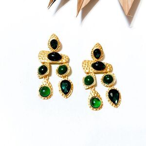 Green crystal drop earrings Anthologie